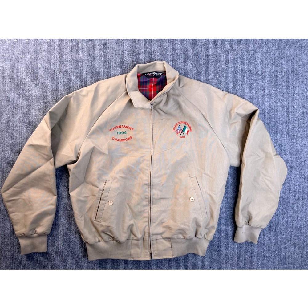 Vintage Sportsmaster Mens L Tan Harrington Jacket 1994 Italian Club USA Made